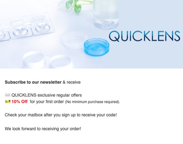 An image of Quicklens 10% off newsletter subscription offer
