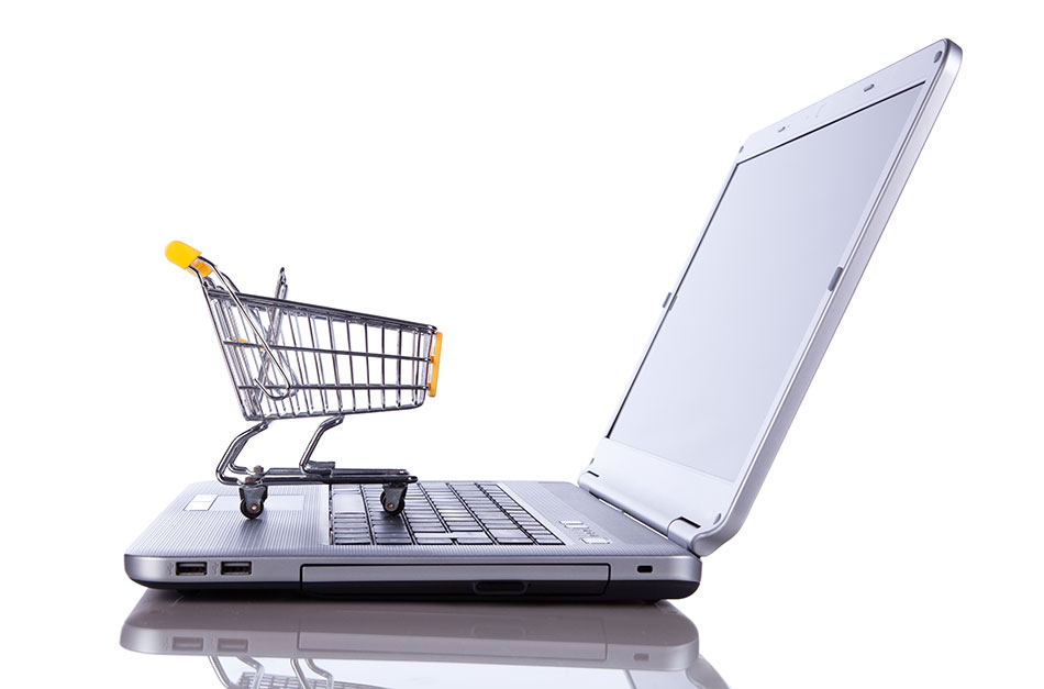 illustration of shopping cart laptop computer